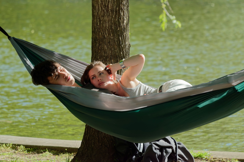 Young couple on a hammock